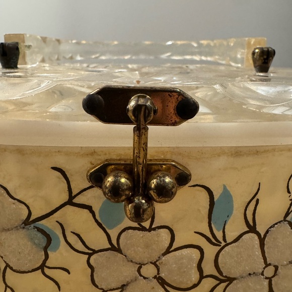 Vintage Floral Lucite Handbag with Clear Handles - Picture 4 of 8